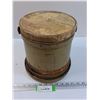 Image 1 : Antique Wooden Sugar Bucket - 10'' x 10.5'' - As is
