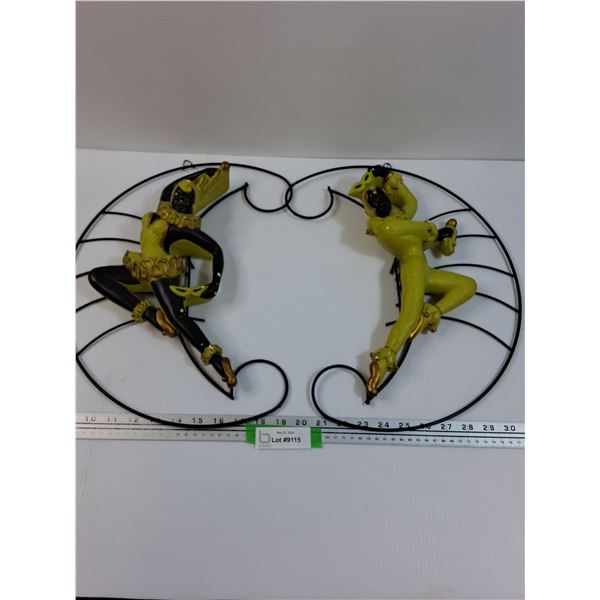 Vintage Chalkware Harlequin Dancers - 16.5'' x 12''