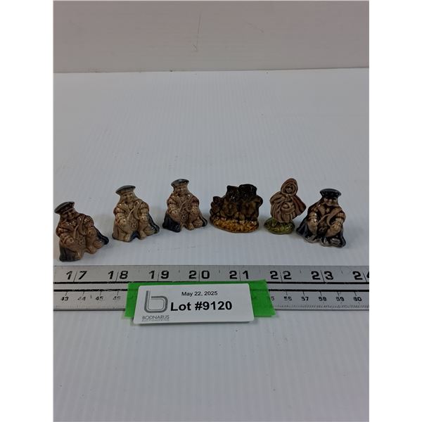 (6) Red Rose Figurines - One is Chipped