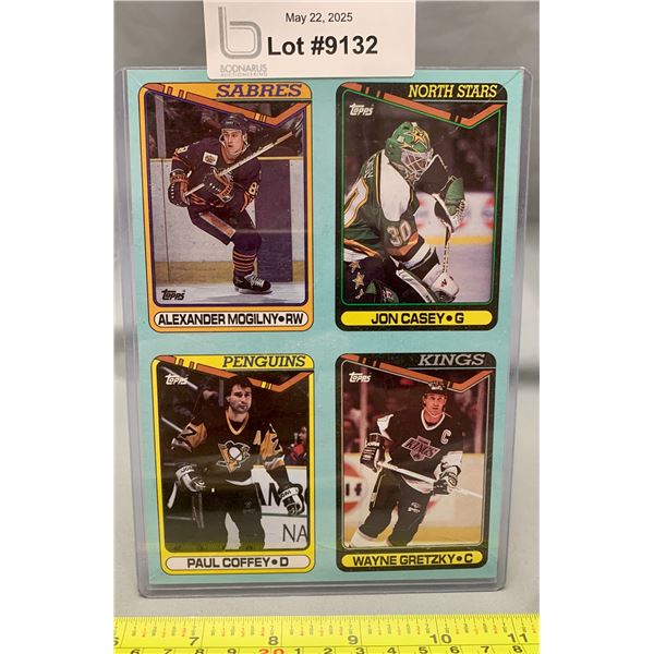 Topps 4 Card, 1 Sheet: 1990 Hockey Trading Cards: Coffey, Gretzky, Casey, Mogilny