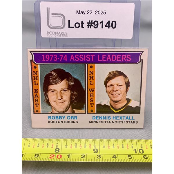 OPC 1973-74 Bobby Orr & Dennis Hextall Assist Leaders Hockey Card