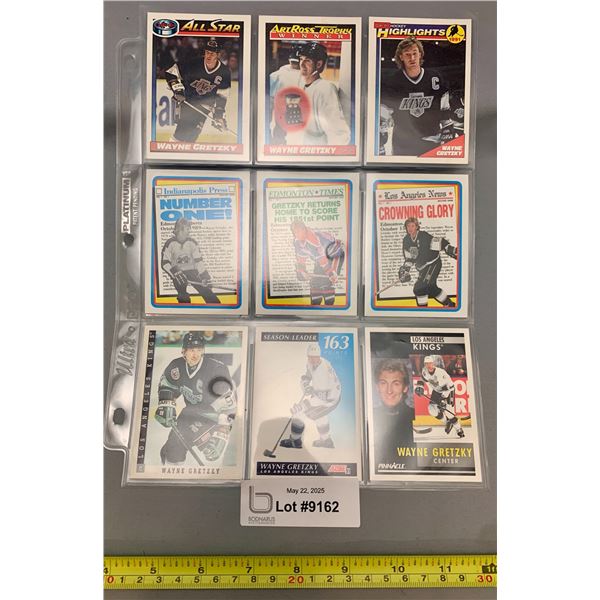 (9) Wayne Gretzky OPC Pinnacle Topps Hockey Cards in Sheet
