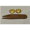 Image 3 : (3) Vintage Muirfield Scottland Brass Golf Ball Markers & Brass Gallagher's Canyon Divot Repair Tool