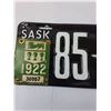 Image 2 : Saskatchewan License Plate 1922