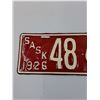 Image 2 : Saskatchewan License Plate 1926 - Repainted
