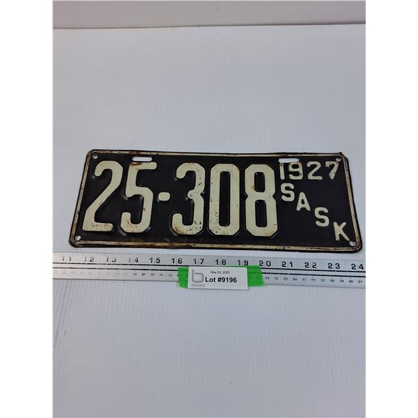 Saskatchewan License Plate 1927