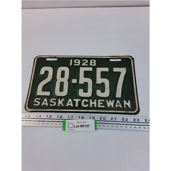 Saskatchewan License Plate 1928