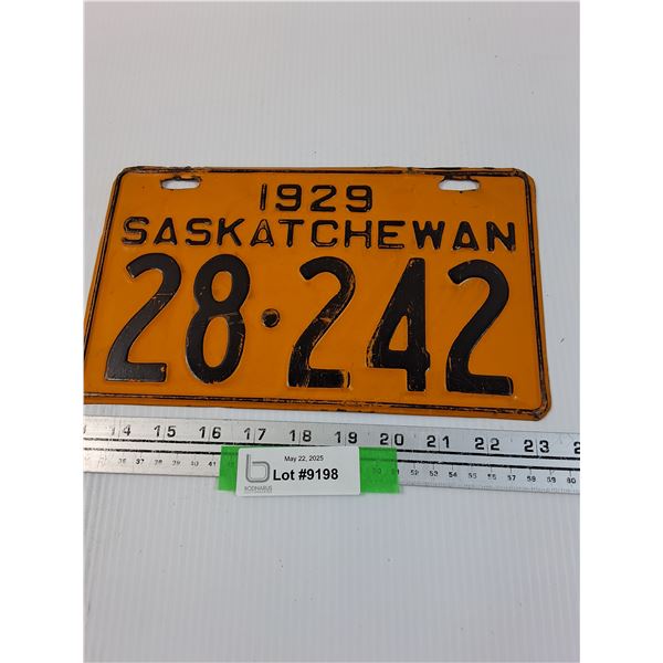 Saskatchewan License Plate 1929