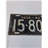 Image 2 : Saskatchewan License Plate 1943 - Repainted