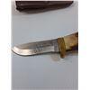 Image 2 : Primos Hunting Knife - Schrade Cut Walden Deer Antler Handle w/Sheath - 3.5" Blade Length, 10" Total