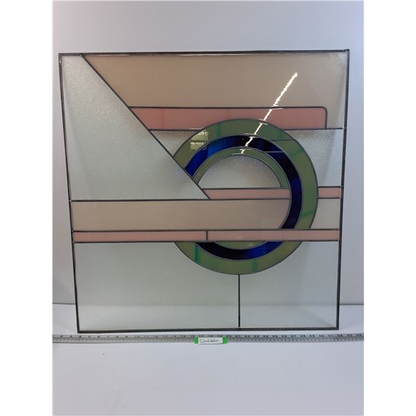 * Modern Geometric Style Stained Glass Window/Art - 29.25" x 29.25"-CANNOT SHIP