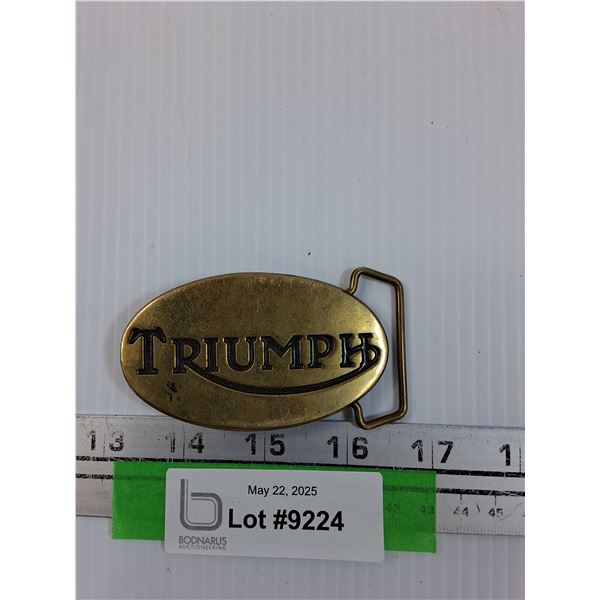 Vintage Solid Brass Triumph Belt Buckle - 3.5" X 2"