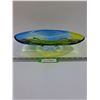 Image 1 : Blue & Yellow Art Glass Bowl - 14.5" x 3"