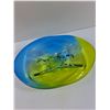 Image 2 : Blue & Yellow Art Glass Bowl - 14.5" x 3"