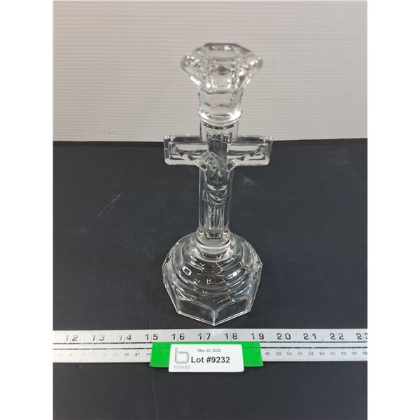 Clear Glass Jesus Candle Holder - 9.5"