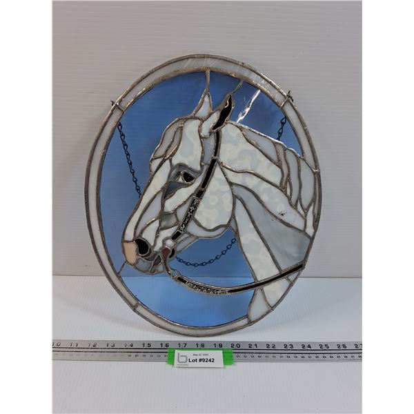 Stained Glass Horse Themed Art w/Chain to Hang - 15" x 12.5"
