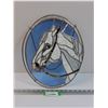 Image 1 : Stained Glass Horse Themed Art w/Chain to Hang - 15" x 12.5"
