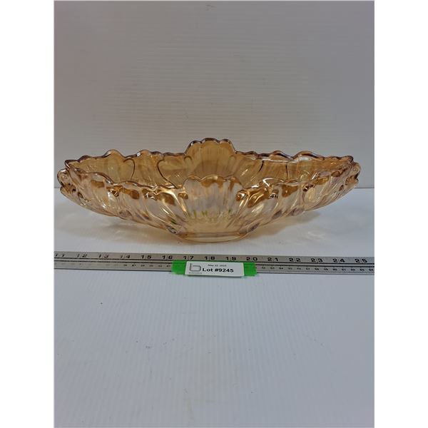 Peach Lustre Art Glass Dish - 15" x 4" x 5"