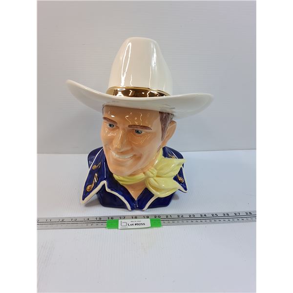 Gene Autry Ceramic Cowboy Cookie Jar - Right Ear Has Slight Damage - 14" x 13" x 10"