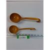 Image 1 : (2) Wooden Carved Ladle Spoon w/Stand Handle - 8.5" - One is Doukhobor Style