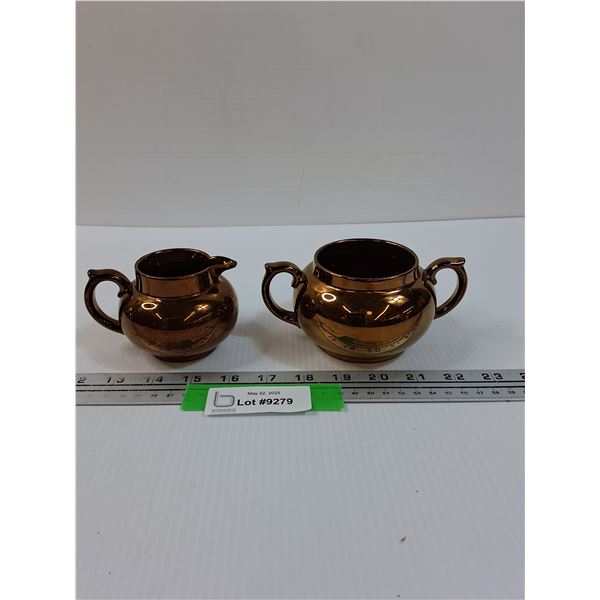 Vintage Gibsons Burslem Copper Lustre Creamer & Sugar Set