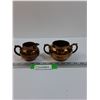 Image 1 : Vintage Gibsons Burslem Copper Lustre Creamer & Sugar Set