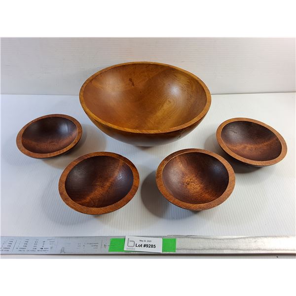 (5) Vintage Wooden Bowls - Butter, Salad - Made in Canada - Baribou Craft Style