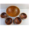 Image 2 : (5) Vintage Wooden Bowls - Butter, Salad - Made in Canada - Baribou Craft Style