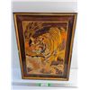 Image 1 : # Large Inlaid Wood Tiger Wall Art - 25 x 19"