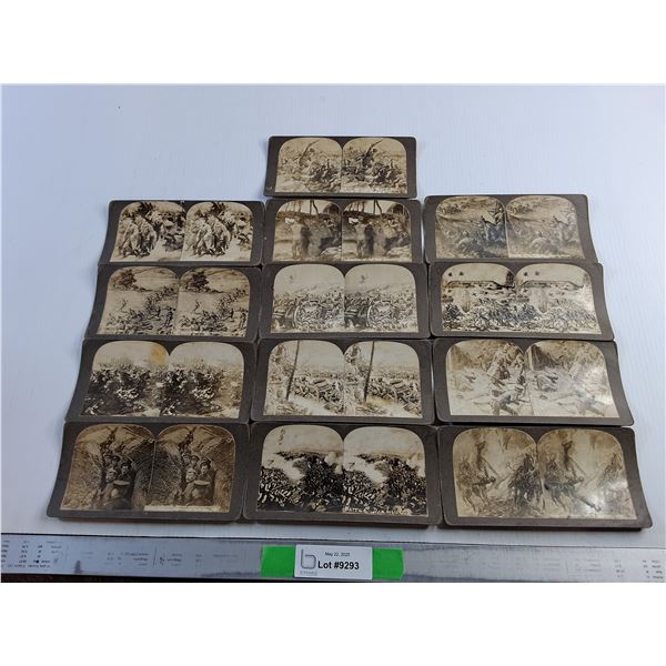 (13) Antique Stereoscope WW1 Picture Cards