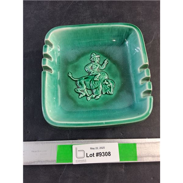 Green Ceramicana "Cowboy Riding Bull" Ash Tray by Danesi