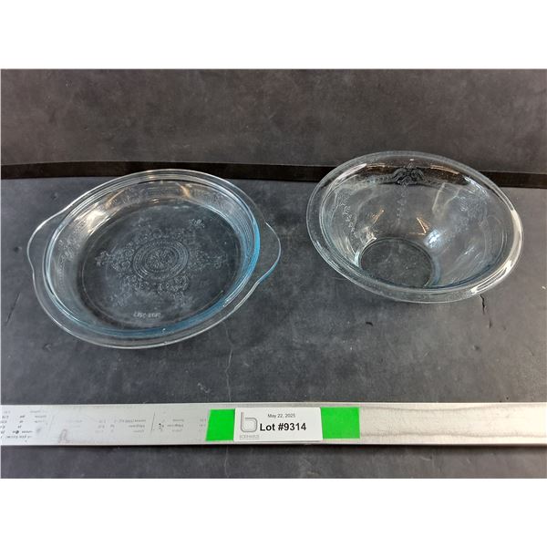 (2) Vintage Philbe Pattern Fire King Dishes - Sapphire Blue Hue