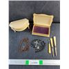 Image 1 : (2) Rosaries & French Ivory Lot: Jewelry Box, Manicure Tools