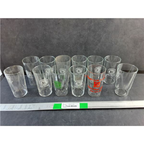 (12) Vintage Glass Tumblers: Foremens Club of Hamilton Insignia, Years from 1940-52
