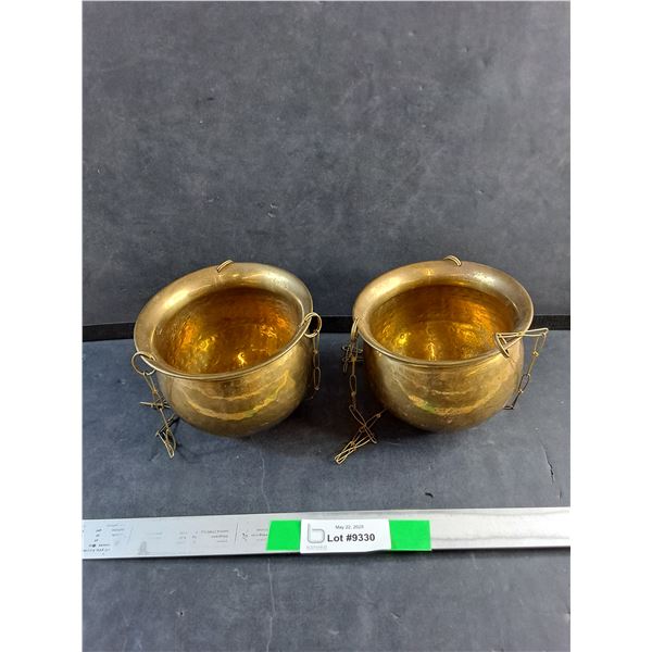 (2)  Brass Planters