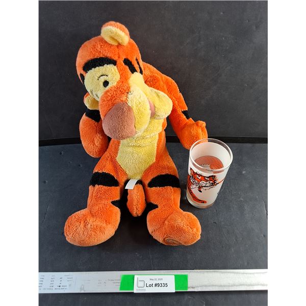 Retro Esso Tiger Plush and Tiger Glass Cup