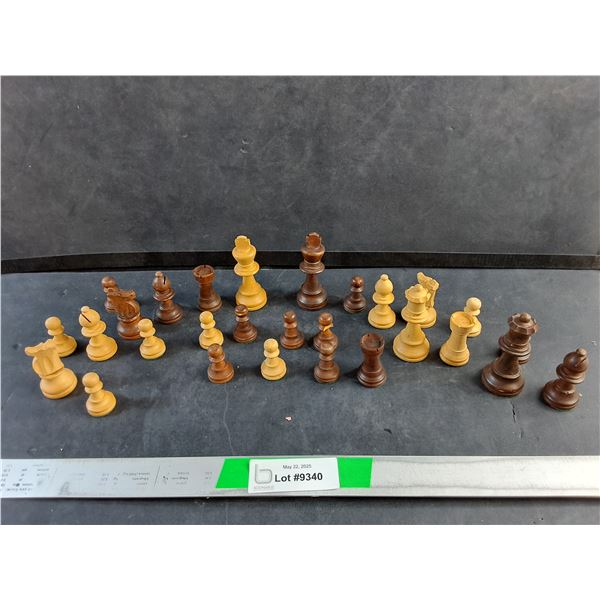 Vintage Hand Carved Wooden Chess Figures