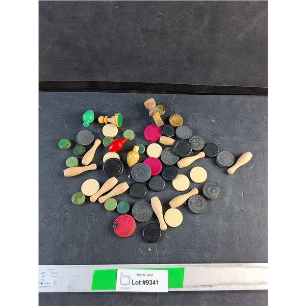 Vintage Crokinole Game Pieces 