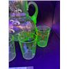 Image 2 : Uranium Glass Pitcher and (4) Glasses