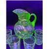 Image 3 : Uranium Glass Pitcher and (4) Glasses