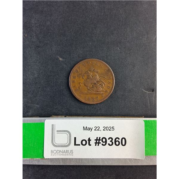 Antique 1857 Bank of Upper Canada Coin