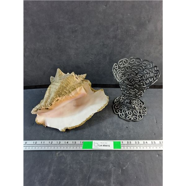 Large Sea Shell and Wired Planter