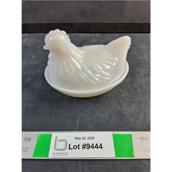 Milk Glass Hen On A Nest Dish