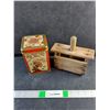 Image 1 : Wooden Butter Press and Vintage Tea Tin