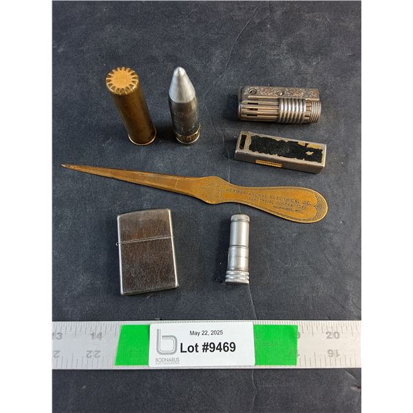Letter Opener, Lighters and Practice Shotgun Round