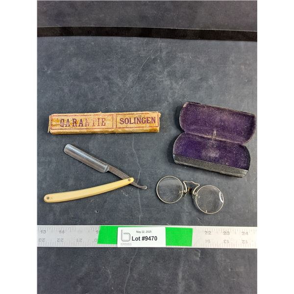 Vintage Glasses and Solingen Shaving Blade