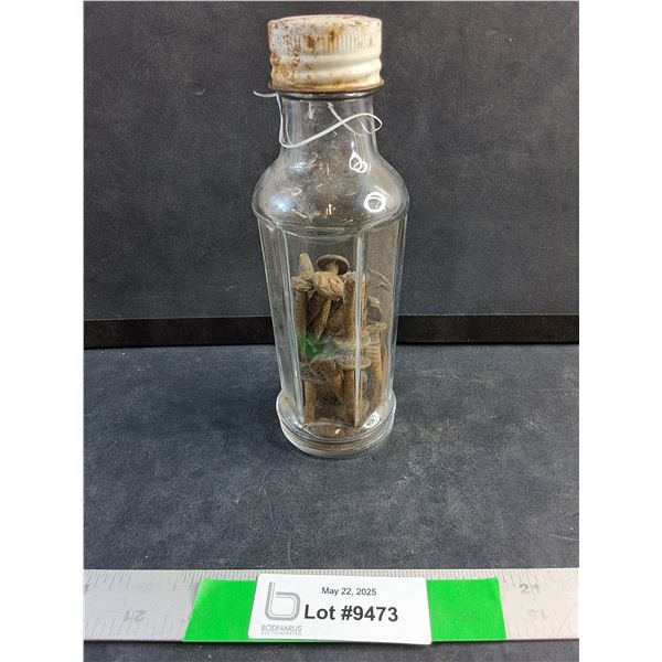 Railway Tie Nails and Vintage Glass Bottle