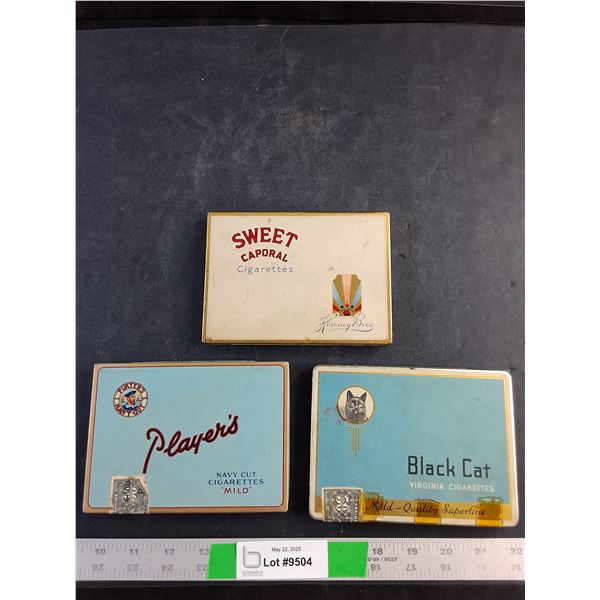 Vintage Empty Tobacco Tins - Players, Black Cat and Sweet Caporal