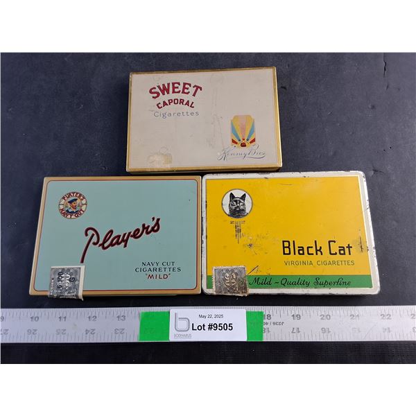 Vintage Empty Tobacco Tins - Players, Black Cat and Sweet Caporal