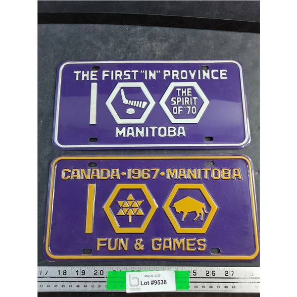 (2) Manitoba License Plates